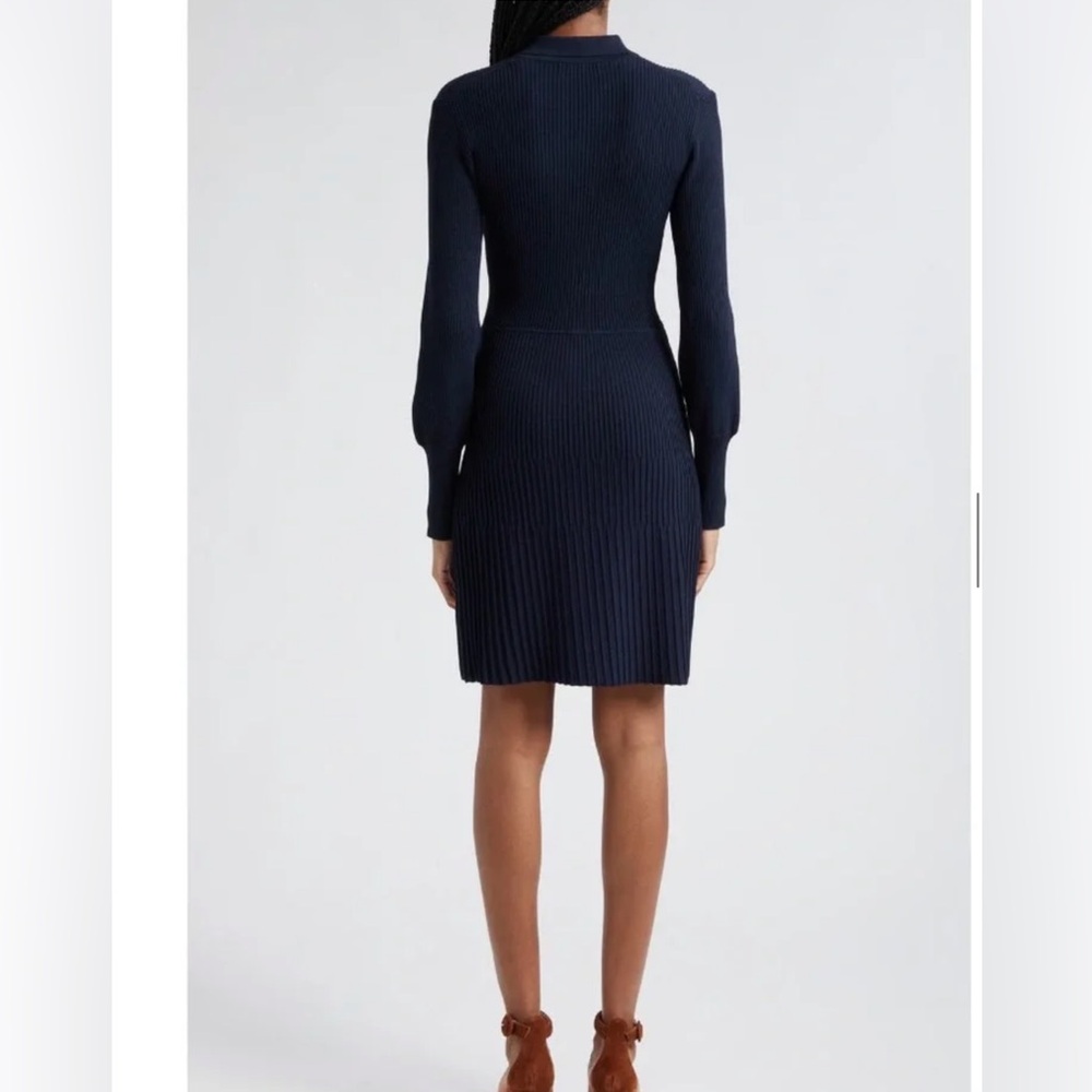 Veronica Beard Slim Sleeve Lauper Dress in Navy Sz S - Picture 3 of 5